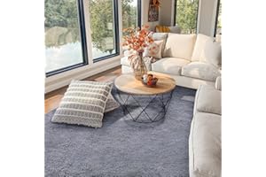 FVVRAX Area Rugs Living Room Rug, Soft Fluffy Shaggy Bedroom Rug Floor Carpet with Durable Anti-slip Backing, Large Carpets for Kids Girls Dorm Nursery Bedside Rug, 183x274cm, Grey