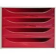 Exacompta - Ref 228654D - EcoBox Drawer Set - 248 x 284 x 234mm in Size, 4 Drawers, Suitable for A4+ Documents, Stackable, Safety Stop Feature - Raspberry