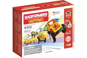 Magformers Wow Plus 707020 zestaw magnetycznych klocków, 18 elementów, zabawki magnetyczne, zabawki dla dzieci, na prezent dla chłopców i dziewczynek, zestaw klocków do budowy