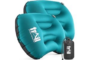 TRAIL OUTDOOR LEISURE Trail Inflatable Camping Pillow Oversized Ultralight Travel Cushion Neck Lumbar Support with Strap and Bag (2 x Aqua Pillows)