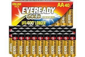 Eveready Pilas alcalinas AA de oro, 40 unidades, de larga duración, para electrodomésticos (Exclusivo de Amazon)
