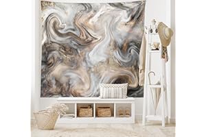 ABAKUHAUS Marmor drucken Wandteppich, Retro-Stil Pinsel Farben in Marmorierung Textur Aquarell Kunst, aus Weiches Mikrofaser Stoff Wand Dekoration Für Schlafzimmer, 230 x 140 cm, Sandbraun Blassgrau