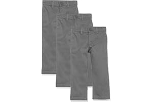 Amazon Essentials Pantalones Chinos de Uniforme de Corte Recto y Frente Plano Niño, Paquetes Múltiples