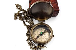 KHUMYAYAD Boussole de poche en laiton fabriquée à la main entièrement fonctionnelle boussole nautique antique, boussole gravable, boussole steampunk avec étui en cuir.