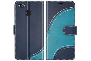 BoxTii Funda para Huawei P10 Lite, Funda de PU Cuero para Huawei P10 Lite, Magnético Carcasa Libro con Ranuras para Tarjetas, Azul