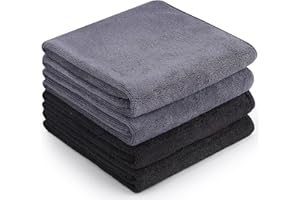 MENG JIARAN 4 Pack Microfibre Gym Towel, 75x35 cm Fast Drying Sports Gym Towel for Men Women, Super Absorbent Lightweight Workout Towels for Yoga Travel, Gym Fitness, Camping(Black, Dark Grey)