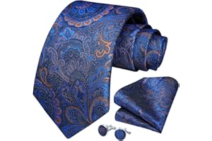 HISDERN Krawaty dla mężczyzn Paisley paski krawat i chusteczka spinki do mankietów zestawy męski krawat poszetka zestawy na formalne wesele biznesowe