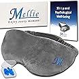 Mellie Luxury Weighted Eye Mask for Women & Men with Earplugs, Heatable and Freezeable Weighted Bamboo Eye Pillow for Sleep, Adjustable Strap, Soft Breathable Eye Cover for Sleeping Faster and Better