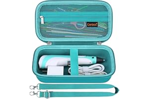 Canboc Carrying Case for SCRIB3D P1 3D Printing Pen, 3D Pen Box with Removable Shoulder Strap, Mesh Pocket fit 3D Pen Filament Refills, Charger, Turquoise (Case Only)
