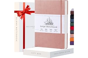 ‎BEECHMORE BOOKS Beechmore Books Skizzenbuch - A4, Rosa I Kunst Sketchbook aus veganem Leder, Hardcover, Zeichnen, Skizzieren, dickes Papier 160gsm, linierter Zeichenblock mit Geschenkbox, für Männer & Frauen