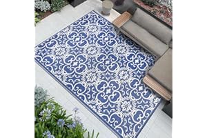 FAMIBAY Famiaby Outdoor Teppich Wetterfest Terrasse Teppich Kunststoff Garten Teppich Balkon Wendbar Leichtgewicht Picknickdecke Faltbar Bodenmatte für Terrasse Garten Balkon