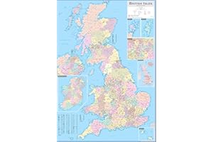 MAPS INTERNATIONAL Large British Isles Administrative Map - UK Postcodes - Front Sheet Laminated - 84.1 x 118.9 cm