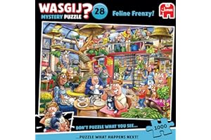Wasgij Mystery 28, Feline Frenzy - Unique 1000 Piece Jigsaw Puzzles for Adults, Colourful, Challenging and Brainteasing, 1000 Pieces, 100% Recycled Cardboard, Jumbo