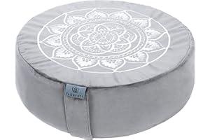 Florensi Yogakissen Meditationskissen Rund - Bequemes Yoga Sitzkissen - Traditionelles Tibetisches Meditationskissen mit Edlem Samtbezug - Großes Yogakissen Rund - Yoga Bolster mit Buchweizenfüllung