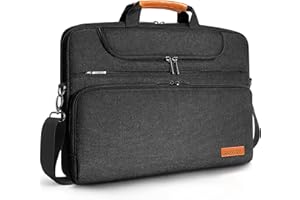 DOMISO Sacoche Ordinateur 17 Pouces Résistant à l'Eau Pochette PC Portable Gamer Sac Bandoulière Homme Business pour 17 17.3 18 Pouces Notebook/Dell/Lenovo/Acer/HP/MSI/ASUS, Noir