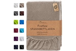 ‎NATUREMARK NatureMark FROTTEE Spannbettlaken, Spannbetttuch TOP Preis-Leistungs-Verhältnis in vielen Größen und Farben MARKENQUALITÄT (90x190 - 100x200 cm, Sand/beige)