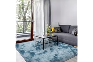 SOANNY Large Rug for Living Room, Soft Fluffy Lounge Rugs For Living Room Bedroom Dorm Nursery Kids Room, Luxury Tie-dyed Shag Throw Area Rug Decor Carpet, Dark Blue, 120x180 cm