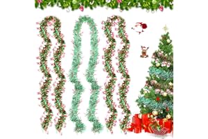 Lets Joy Weihnachten Lametta Girlande, 3 Stücke 2M Metallisch Lametta Girlande, Glänzend Weihnachten Lametta Weihnachtsbaum Ornamente, Weihnachten Girlande Metallisch Glitzernde Hängende Dekoration