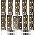 10PCS Retro Door Hinges, 75mm (3 Inch) Bronze Butt Hinges with 60PCS Antique Hinge Screws, Thickened Folding Home Furniture Wooden Door Hinge for Outdoor and Internal Doors