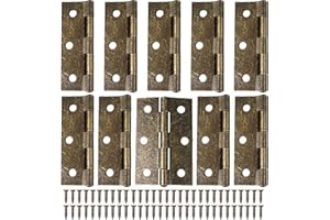JJWNMLL 10 cerniere per porta retrò, 75 mm (3 pollici), in bronzo, con 60 viti a cerniera antiche, cerniere pieghevoli ispessite per mobili per la casa e porte interne