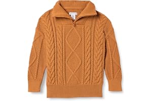 Amazon Essentials Pull à Coupe décontractée en Tricot torsadé avec col zippé Garçon