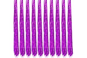 Oblique Unique® 10x Lametta Glänzend 100cm für Weihnachtsbaum Baumschmuck Weihnachtsdeko Weihnachten Party Feier Deko Silber Gold Weiß Schwarz Pink Lila Blau Grün - Farbe Wählbar (Lila)