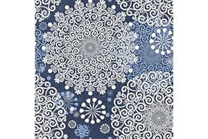 ReWallpaper Carta da Parati Adesiva Muro Moderna Blu 44.5CM×7M Carta da Parati Vintage Mandala Pellicola Adesiva per Mobili Fantasia Blu Scuro Bianca Carta Adesiva per Pareti Impermeabile Bagno Cucina