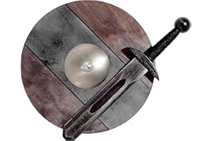 MASTER OF CHESS Small VIKING / KNIGHT BLACK Set: Sword 40cm / 15.75in and Shield 34cm / 13.4in Wooden Toy for Kids / Children