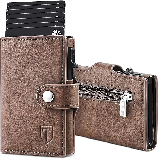 perkyone Trifold Portemonnee Dapper met pop-up pasjeshouder, kaartenvakje, muntvak, herenportemonnee van echt leer met RFID-bescherming, slanke portemonnee met geschenkdoos, elegante portemonnee voor perkyone Trifold Portemonnee Dapper met pop-up pasjeshouder, kaartenvakje, muntvak, herenportemonnee van echt leer met RFID-bescherming, slanke portemonnee met geschenkdoos, elegante portemonnee voor