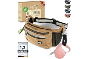 PAWZONE® Bolsa de comida para perros – Bolsa para golosinas para perros – Riñonera para perros Accesorios – Bolsa para golosinas para perros – Incluye cinta reflectante y correa adicional para correa