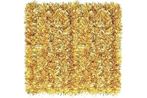 KAHEIGN 8m Weihnachten Lametta Girlande Gold - Weihnachtsgirlande Glitzer Metallic Weihnachtsbaum Deko Tannengirlande für Weihnachtdeko