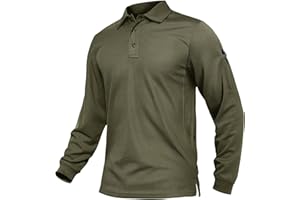 TACVASEN Herren Poloshirt Langarm Golf Tshirts Tactical Shirt Leicht Atmungsaktiv Freizeitshirts mit Brillenhalter