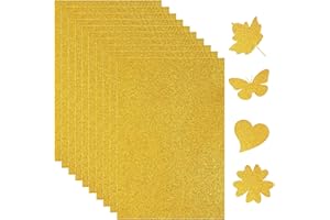JIEYUCHU 10 Blatt Glitzerpapier, Glitzer Papier A4 Set Gold, Bastelpapier Glitzer für Scrapbooking, Grußkarten, DIY Projekte und Party-Deko