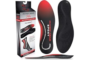 Arch Support Insoles for Men & Women by Physix Gear Sport (Full Length) - Best Insoles for Plantar Fasciitis, Flat Feet, Heel Spurs, Sore Foot, Overpronation, Shin Splints, Running (1 Pair)