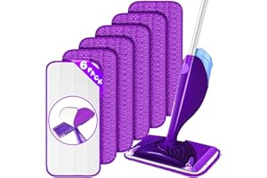 UMAYCOOL Mop Microfaser Reinigung Pads, 6 Stück Wiederverwendbar Mop Pads für Swiffer WetJet, Wischmopp-Reinigungskissen Bezug Ersatzbezug Wischbezug Reinigungs Pads für Hartholz, Laminat, Fliesen(30×14cm)
