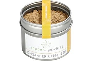 ‎ZAUBER DER GEWÜRZE Zauber der Gewürze Koriander gemahlen - Coriander gemahlen, Korianderpulver aus Koriandersamen - für Fisch, Fleisch, Suppen, Saucen und Gebäck, in wiederverschließbarer Aroma-Dose, 45 g
