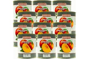 S.MILE GMBH Food-United Dunst Pfirsiche in Hälften ohne Zuckerzusatz 12 Dosen Füllmenge 820g ATG 480g ohne zusätzliche Aromen naturbelassen reif geerntet und ohne Konservierungsstoffe (12 Dosen)