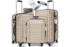 KESSER® 3tlg. Hartschalenkofferset Hartschalenkoffer Trolley Koffer Reisekoffer Reisekofferset Gepäck Rollkoffer Schloss 4 Rollen ABS-Hartschale Teleskopgriff inkl. Kofferwaage & 3X Anhänger M-L-XL