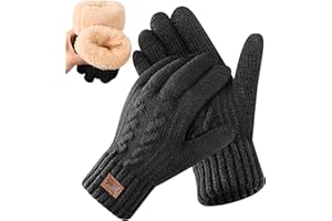 CAOZITOU Handschuhe Herren, WinterHandschuhe Damen Warme mit Fleecefutter, Alpaka Wollhandschuhen Touchscreen Thermo Thicken Stricthandschuhe