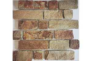 CONWIRE Mosaik Fliese Schiefer Naturstein braun rost für WAND BAD DUSCHE KÜCHE FLIESENSPIEGEL THEKENVERKLEIDUNG BADEWANNENVERKLEIDUNG Mosaikmatte Mosaikplatte