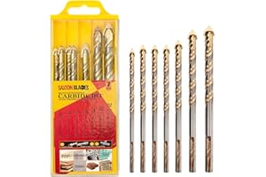 Saxton - Juego de 7 brocas multimaterial para azulejos (5, 6, 6, 6, 7, 8 y 10 mm) aptas para cerámica, porcelana, granito, mármol, mampostería, cristal, etc., en paquete de plástico, P7DBS
