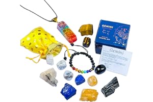 SUBYATH Gemini Crystal Set - Zodiac Gifts - Crystals And Healing Stones - Astrological Gifts - Zodiac Decor - Astrology Room Decor - Chrystals Gems - Horoscope Gifts