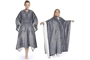 Catalonia Classy Przenośne ponczo, przytulny koc do zakładania, puszysty, ciepły, przenośny koc sherpa z kieszenią przednią, prezent dla dorosłych, kobiet, mężczyzn, dzieci