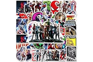 MIZT Marvel Autocollants, 52 pièces Superheros Stickers, Stickers Moto Autocollants en Vinyle pour Ordinateur Portable pour Bouteille d'eau, Bagages, Skate, Motos, Cadeau pour Adultes Enfants
