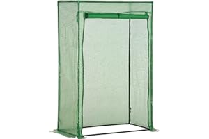 Outsunny 100 x 50 x 150cm Tomato Greenhouse Steel Frame PE Cover with Roll-up Door Outdoor for Backyard, Balcony, Garden, Green