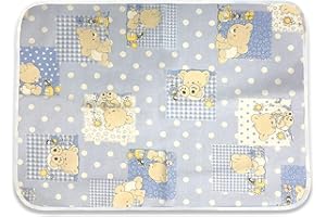 Panini Tessuti, Tovaglietta Orsetti Api Azzurro (52x37 cm) Fantasia per asilo e scuola materna- 100% cotone- Made in Italy Set Asilo Da Ricamare per la pappa e la merenda Orsetti Api Azzurro