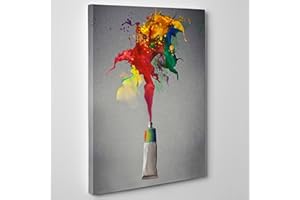 ConKrea - QUADRO MODERNO su Tela Canvas - ASTRATTO TUBETTO DI COLORE AD OLIO ACRILICO - 70x100cm - Spessore 4cm