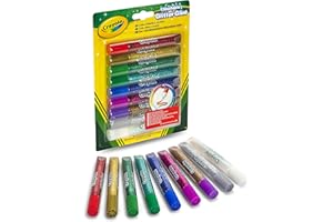 CRAYOLA Zmywalne pisaki z brokatem dla dzieci, klej z efektem brokatu, do szkoły i na czas wolny, 9 sztuk, 69-3527
