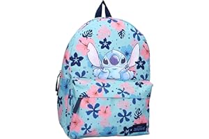 VADOBAG STITCH Hawaje Kwiaty Disneya Lilo & Stitch plecak dla chłopców | Szkoła | Wypoczynek - kolor niebieski - rozmiar 39 x 29 x 12 cm, Niebieska, Taglia unica
