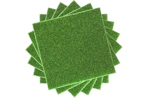 Nogeqi 6 Stück Kunstrasen Deko Miniatur Rasen 15x15cm Kunstrasen zum Basteln, Garten Kunstrasen Miniaturgarten Verzierung, Modellbau Rasen Fake Grass Decor for Crafts Mikrolandschaft DIY Dekorationen